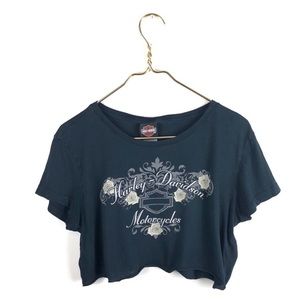 DIY Harley Davidson • Raw Hem Cropped T-shirt.